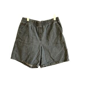 Classic Elements Vintage 90s Denim Shorts Dark Blue Elastic Waist Pull On Size S